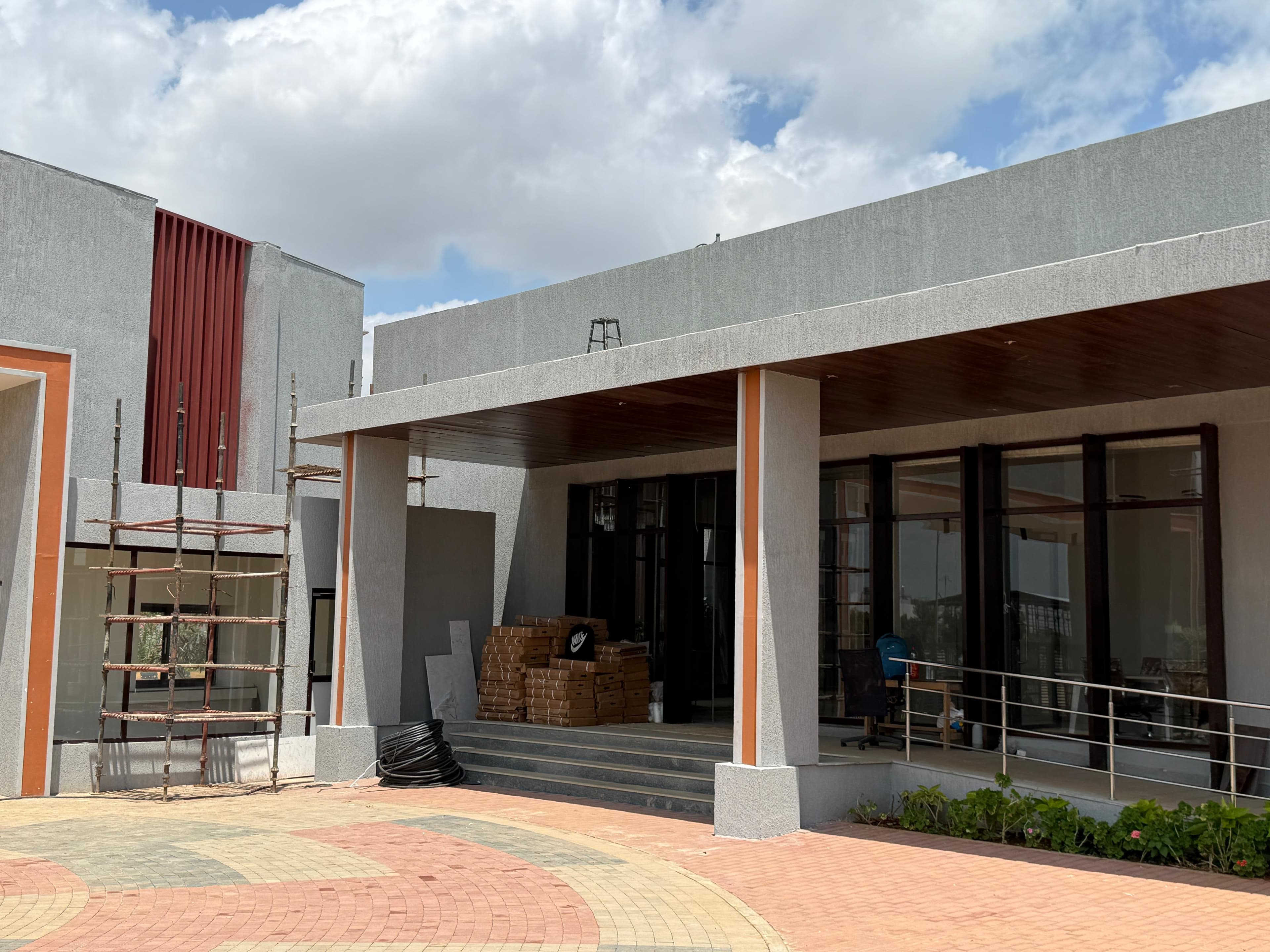 School campus — building corner detail